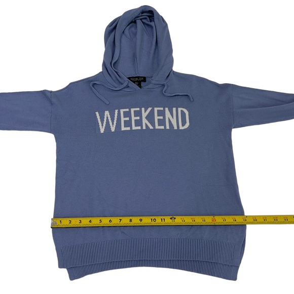 Rachel Zoe Weekend Hoodie Lightweight Knit Sweater Pullover Top Long Sleeve Blue - Picture 11 of 14